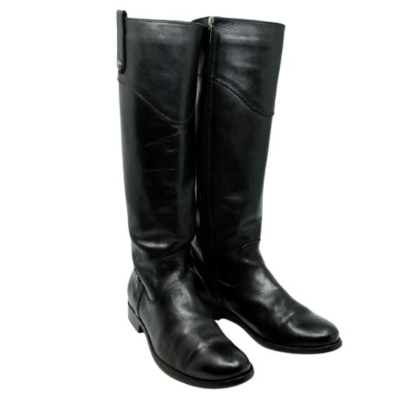 FRYE~Melissa Button Riding Boots~WOMENS BLACK LEATHER  Sz 7.5 - Picture 6 of 8